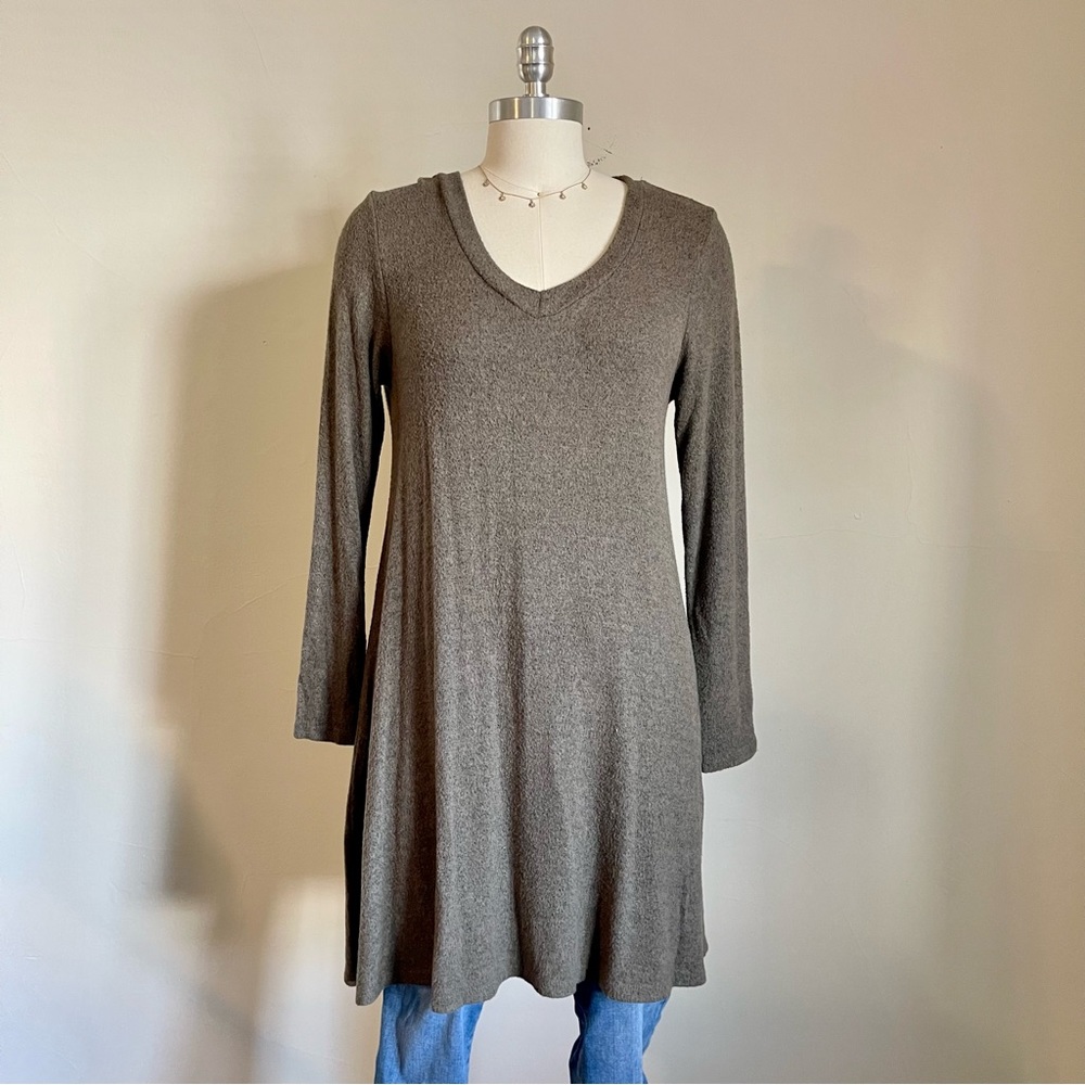 Soft Olive Green Tunic Sweater Dress